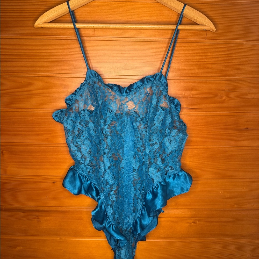 Vintage Victoria Secret Blue Lace Bodysuit